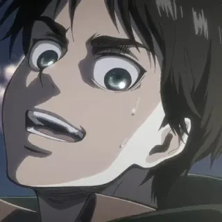 🗡 Eren Yeager Attack on Titan Anime, Mangá, Expressão facial, Chocado, Personagem, Eren whatsapp sticker