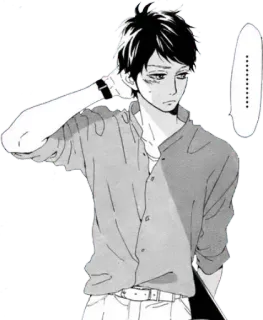 😅 ........ anime, manga, boy, character, expression, thinking telegram sticker