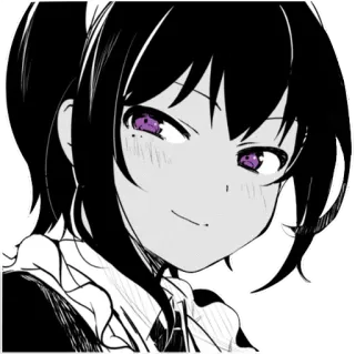 😏 anime, manga, gadis, rambut hitam, imut, ilustrasi, potret telegram sticker