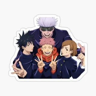 ☺️ Anime, Grupo, Personagens, Sinal de paz telegram sticker