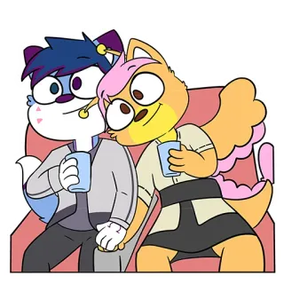 🍿 cartoon, animal, friends, relaxing, couch telegram sticker