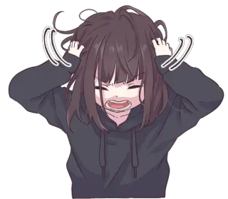 😫 Animé, Dessin animé, Stressé, Frustré, Contrarié telegram sticker