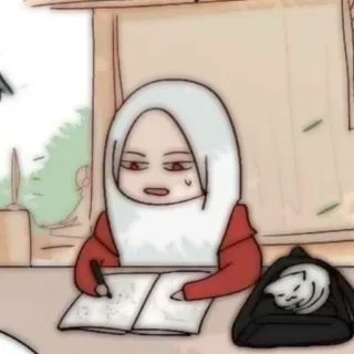 🍒 woman, hijab, girl, cat, anime, art, drawing telegram sticker
