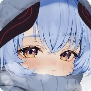 ☺️ ICONS BY U A * anime, capelli blu, carina, ragazza, arte digitale, fanart whatsapp sticker