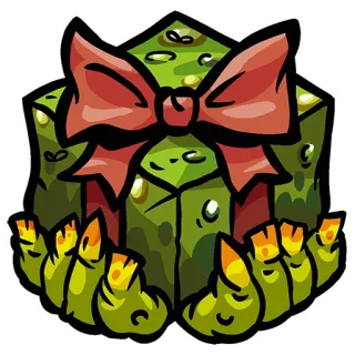 🤢 Geschenk, Präsent, Schleife, Monster, Grün, Cartoon telegram sticker