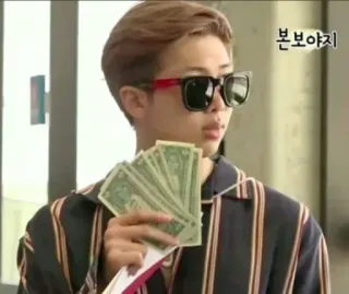 🧇 본보야지 dinero, gafas de sol, coreano, persona, dólares telegram sticker