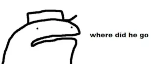❓ where did he go cartoon, stick figure, question, hat telegram sticker