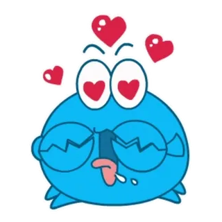 😍 Krabbe, Liebe, Herzen, Cartoon, Süß, Tier, Blau whatsapp sticker
