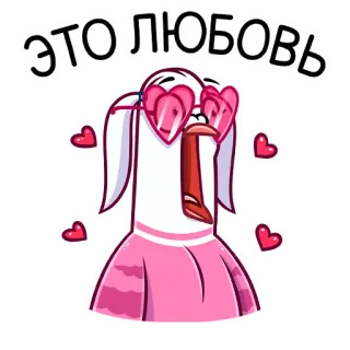🥰 ЭТО ЛЮБОВЬ liefde, harten, schattig, cartoon, vogel, roze, zonnebril whatsapp sticker