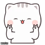 🍼 wontar gato, lindo, pegatina, animal, divertido, lengua, signo de la paz telegram sticker