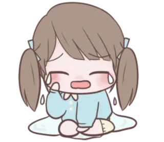 🌙 huilen, verdrietig, tranen, cartoon, meisje, emotioneel whatsapp sticker