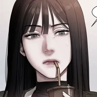💀 phụ nữ, nước uống, ống hút, hoạt hình, chân dung whatsapp sticker