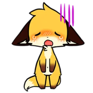 😭 traurig, weinend, fuchs, tier, cartoon, süß, gelb telegram sticker