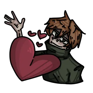 ❤️ corazón, amor, dibujos animados, personaje, estilo anime whatsapp sticker