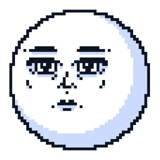 😶 pixel art, face, emoji, moon, expression, sad, retro telegram sticker
