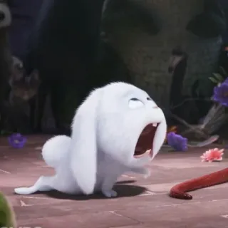 🐰 Snowball The Secret Life of Pets conejo, enfadado, dibujos animados, animal, conejito, blanco, gritando telegram sticker