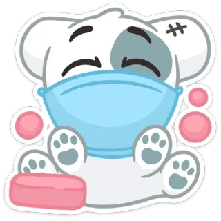 😷 oso, máscara, lindo, pegatina, dibujos animados telegram sticker