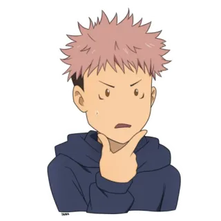 🤔 Yuuji Itadori Jujutsu Kaisen Anime, Personaje, Jujutsu Kaisen, Yuji Itadori, Pensando, Sticker, Confundido whatsapp sticker
