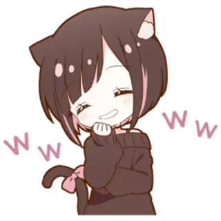 🌟 www アニメ, 猫耳, 可愛い, かわいい, ちび, キャラクター, ステッカー telegram sticker