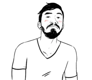 😕 man, beard, portrait, cartoon, sketch, character telegram sticker