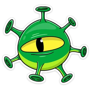🦠 Alien, Monster, Einäugig, Cartoon, Grün telegram sticker
