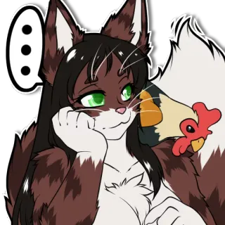 😒 cat, chicken, animal, sticker, cartoon, mammal telegram sticker