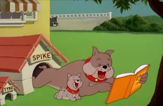 😂 Spike and Tyke Tom and Jerry K-9 dog, cartoon, reading, family, book telegram sticker