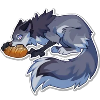 🥖 หมาป่า, สัตว์, ขนมปัง, หมา, สุนัขจิ้งจอก, กิน telegram sticker