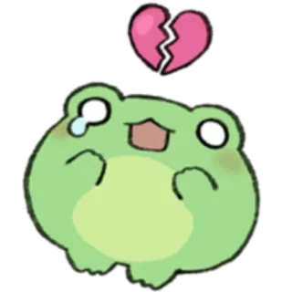 🐸 katak, patah hati, sedih, menangis, kartun, emoji telegram sticker