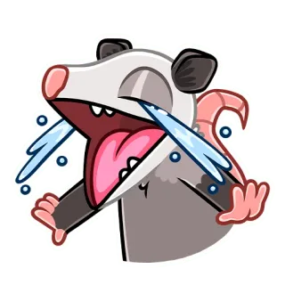 🤣 zarigüeya, llorando, triste, animal, dibujos animados, lágrimas whatsapp sticker