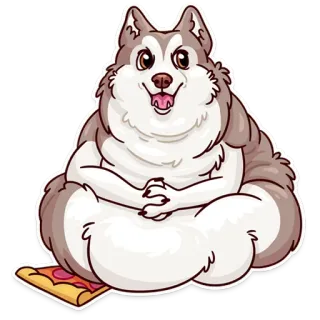 😀 Husky, Perro, Pizza, Dibujos animados, Lindo, Animal, Mascota whatsapp sticker