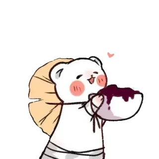🍵 cartoon bear, cute, eating, kawaii, sticker whatsapp sticker