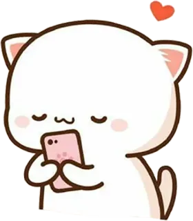 😔 chat, autocollant, mignon, animal, cœur, téléphone telegram sticker