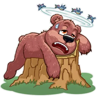 😰 urso, cansado, desenho animado, animais, exausto telegram sticker