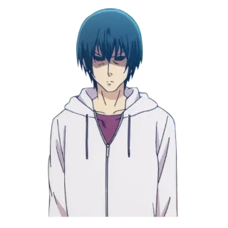 😞 anime, character, male, hoodie, portrait telegram sticker