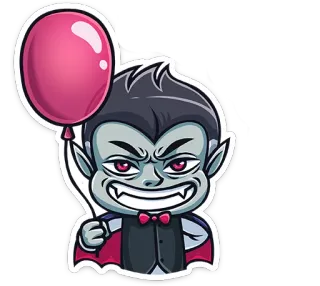 🎈 vampiro, dibujos animados, Halloween, globo, monstruo telegram sticker
