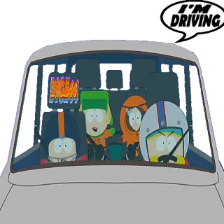 🚗 Eric Cartman South Park I'M DRIVING การ์ตูน, ขับรถ, เซาท์พาร์ค, อีริค คาร์ทแมน, ตลก telegram sticker