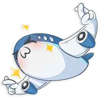 🤞 avião, desenho animado, voando, kawaii telegram sticker