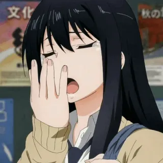👻 Anime, Piangere, Ragazza, Triste, Emozionale, Capelli neri telegram sticker