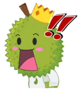 🙀 Durian, owoc, król, słodki, kreskówka telegram sticker