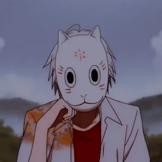 🖤 Аниме, Маска, Маска лисы, Персонаж, Иллюстрация telegram sticker