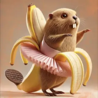 🤩 castoro, banana, balletto, tutù, divertente, animale, carino telegram sticker