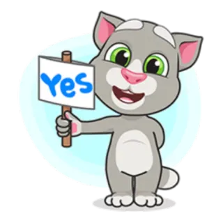 😊 Talking Tom Yes cat, animal, positive, yes, cartoon telegram sticker