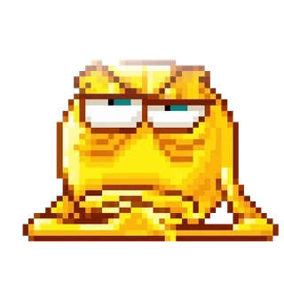 😒 ピクセル, 怒り, 絵文字, 黄色, ミーム, 面白い telegram sticker