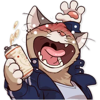 🤤 SLUTZBEVE chat, dessin animé, alcool, boire, fête, animal, bière telegram sticker