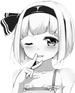 😏 anime, gadis, kartun, simbol perdamaian, lucu telegram sticker