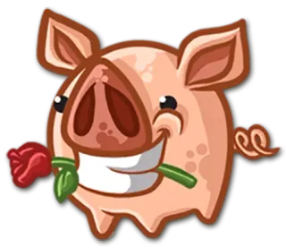 🌹 porco, animal, rosa, desenho animado telegram sticker