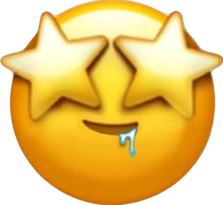 🤩 อีโมจิ, ตาเป็นประกาย, น้ำลายไหล, ตื่นเต้น, มีความสุข, หน้าเหลือง, สีหน้า telegram sticker