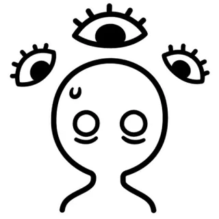 🤬 eyes, creature, monster, abstract, black and white, simple telegram sticker