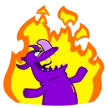 😈 drago, viola, cartone animato, fuoco, mostro, fantasy whatsapp sticker
